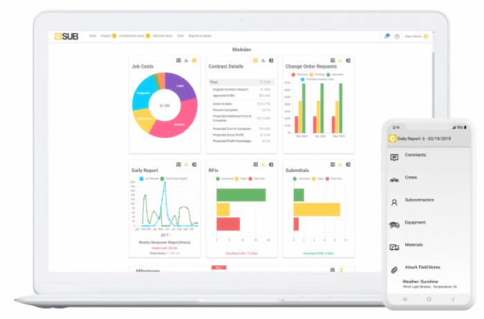 Screenshot eSUB Subcontractor Software UI