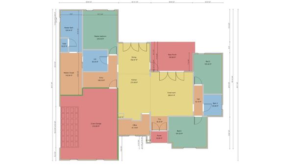 2D plattegrond met kleuren gegenereerd met Cedreo