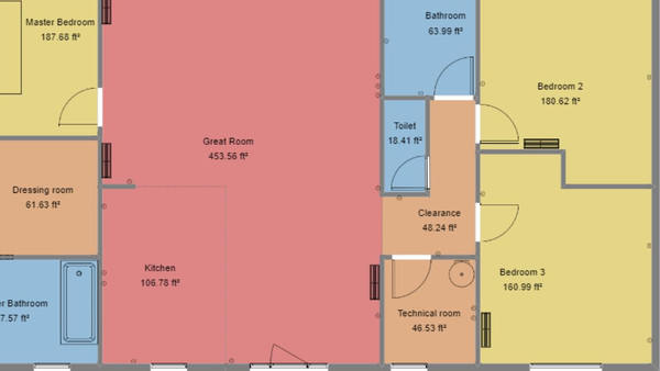 2D Floor Plans with Technical Symbols