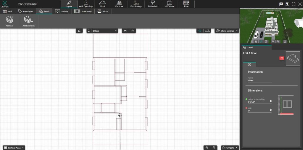 Add Stairs and Levels Step in Cedreo