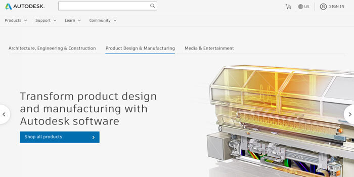 screenshot home page autodesk