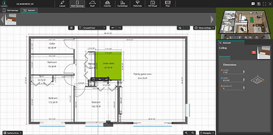 UI shot Cedreo adding a staircase