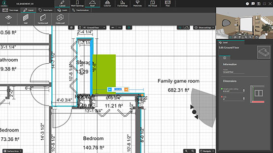 UI shot Cedreo dimensions