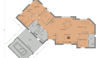 Mit Cedreo erstellter 2D Grundriss Winkelbungalow