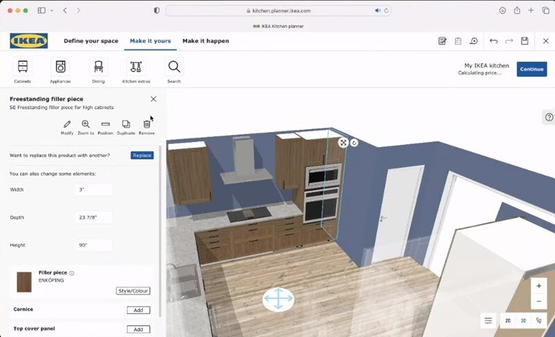 screenshot Ikea kitchen software