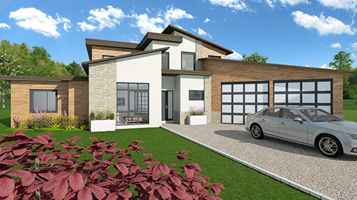 Modern house 3D rendering designed with Cedreo