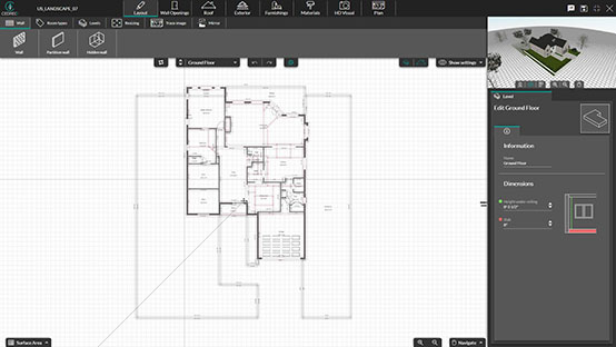 Cedreo UI shot landscape plan drawing