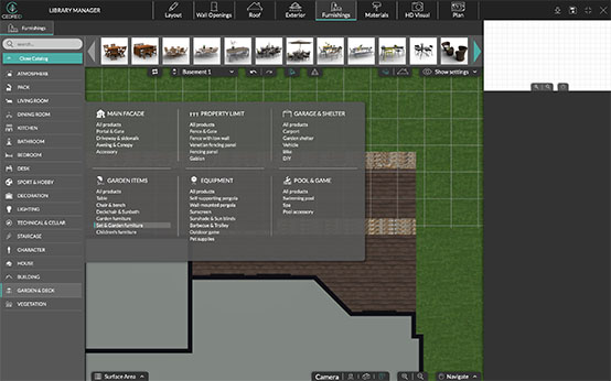 Cedreo UI shot: mobiliario de exterior