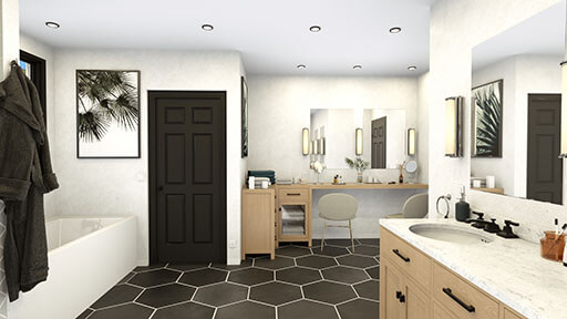 Cuarto de baño renderizado en 3D diseñado con Cedreo viewpoint 1