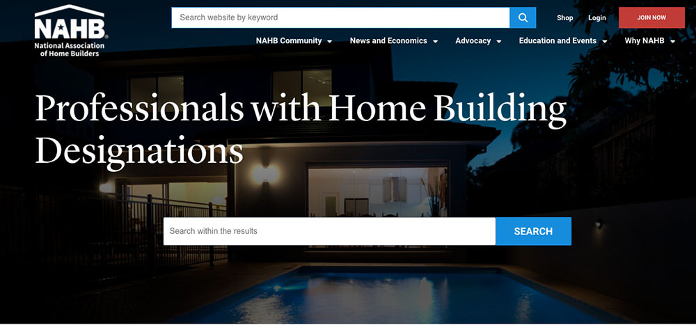 Screenshot NAHB website