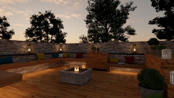 Render 3D de un jardin creado con Cedreo