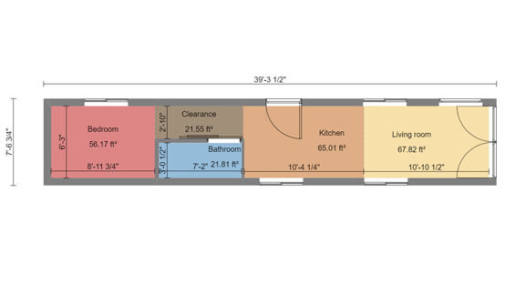 Mit Cedreo erstellter 2D Grundriss eines Containerhauses