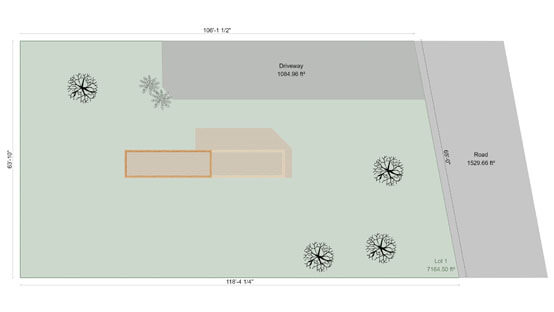 Container House Site Plan designed with Cedreo