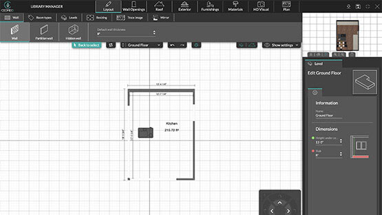 Captura de Cedreo UI cree su plano