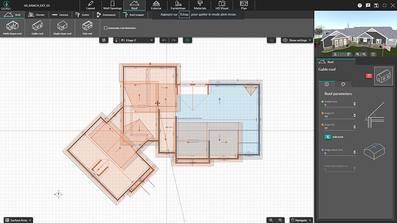 UIshot Cedreo software Roof step