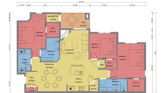 apartment 2D floor plan made with Cedreo