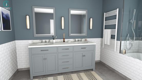 Render 3D de un cuarto de baño diseñado con Cedreo