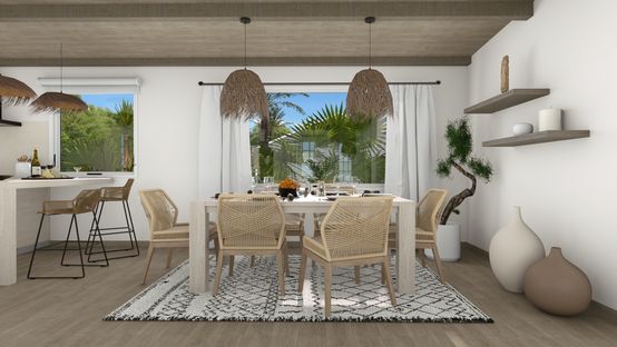 Coastal dining room designed with Cedreo