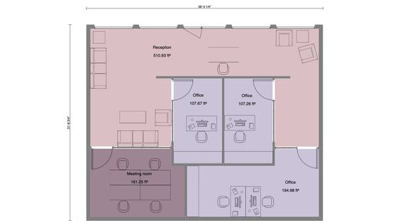 Plano 2D de un local comercial creado con Cedreo