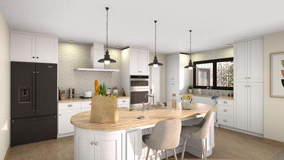 3D rendering of a kitchen designed with Cedreo