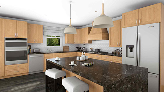 3D rendering of a kitchen designed with Cedreo