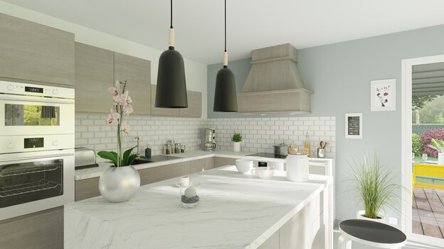 kitchen with unfussy backsplash