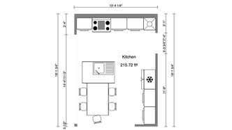 Plano 2D de una cocina creado con Cedreo