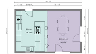 Mit Cedreo erstellter 2D Grundriss mit Farben