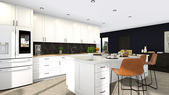 3D rendering of a kitchen designed with Cedreo