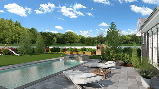 Landscape design - 3D render of a garden designed with Cedreo