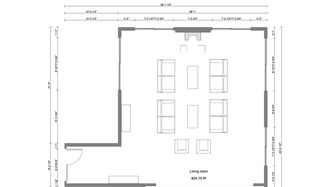 Plano de la sala de estar en 2D diseñado con Cedreo