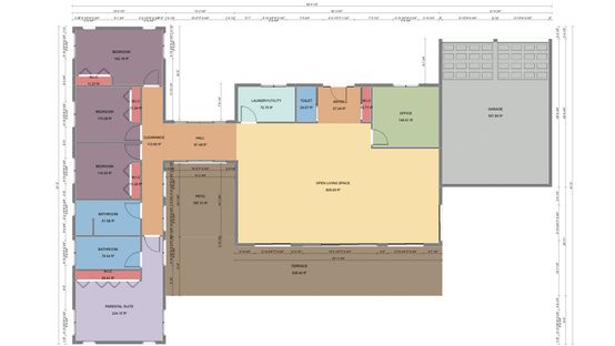 Mit Cedreo erstellter 2D Grundriss mit Farben