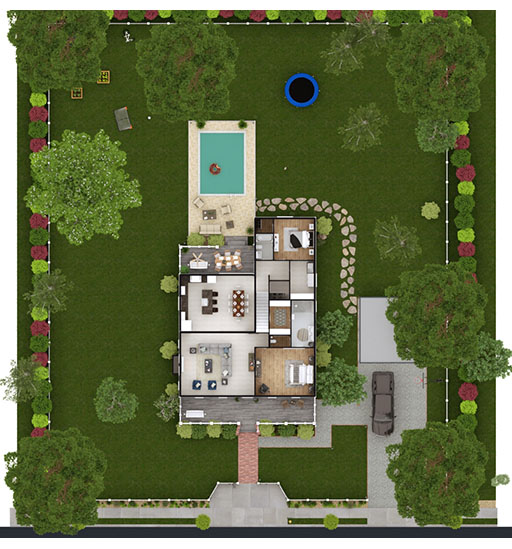 3D site plan designed with Cedreo