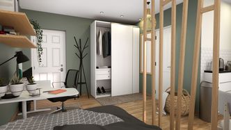 studio apartment 3d rendering 