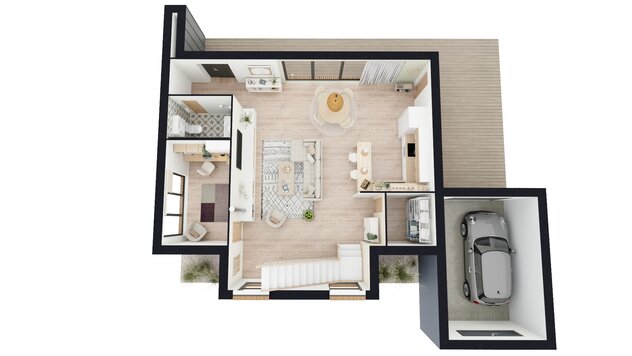 Modern 3D floor plan example