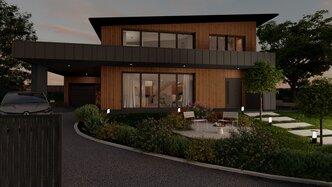 render 3D del exterior de una vivienda creado con Cedreo 