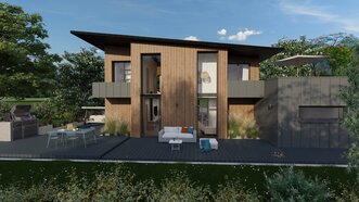 render 3D del exterior de una vivienda creado con Cedreo 