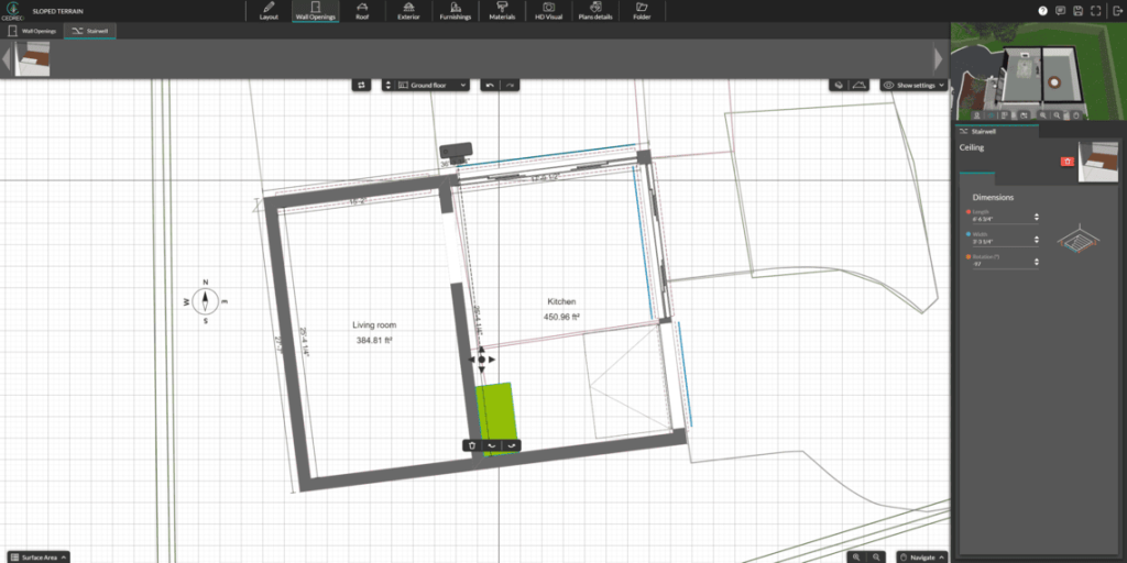 Cedreo UI shot staircase adding