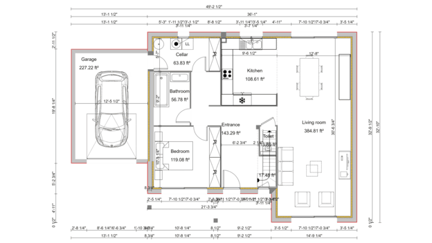 begane grond 2D plattegrond