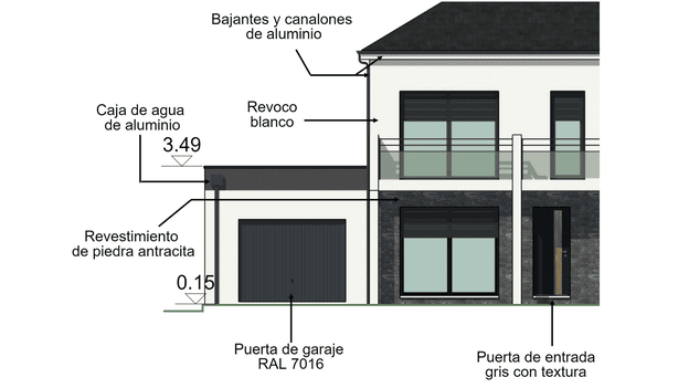 plano de fachada con anotaciones creado con Cedreo