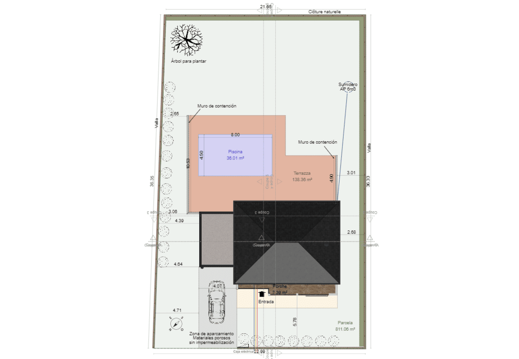 plano de sitio 2D creado con Cedreo