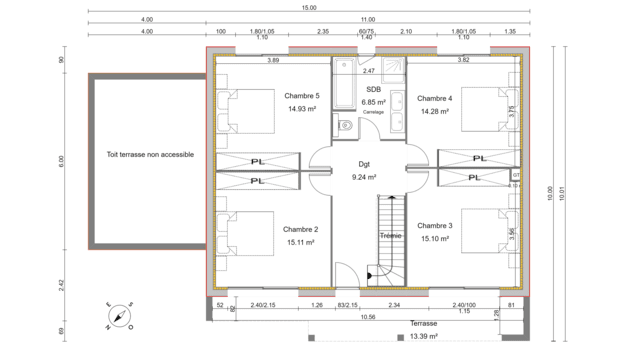 1e verdieping 2D plattegrond