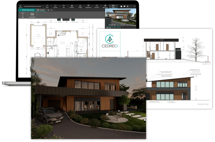 Cedreo-Screenshots und 3D-Visualisierungen