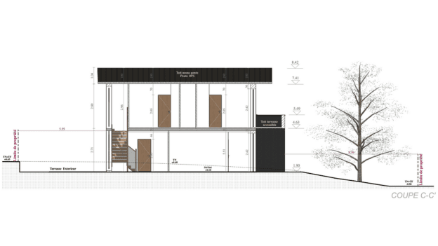 plan de coupe d'une maison individuelle créé avec Cedreo