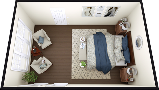 3D floor plan of a bedroom designed with Cedreo