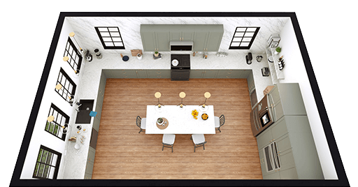 3D kitchen floor plan designed with Cedreo