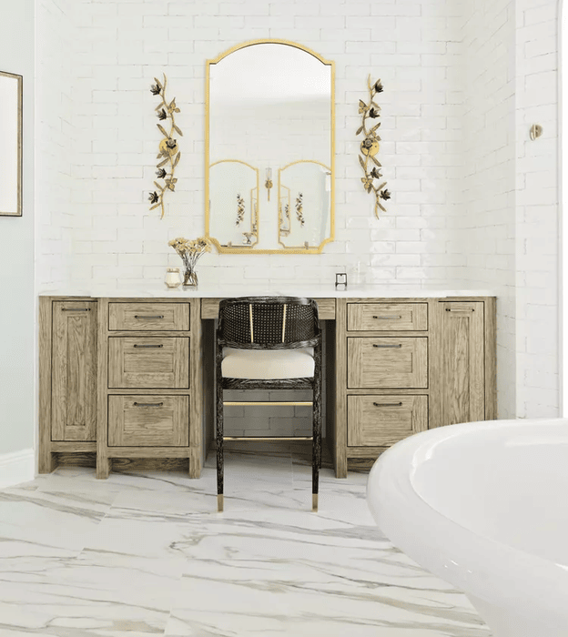 bathroom with vanity wall